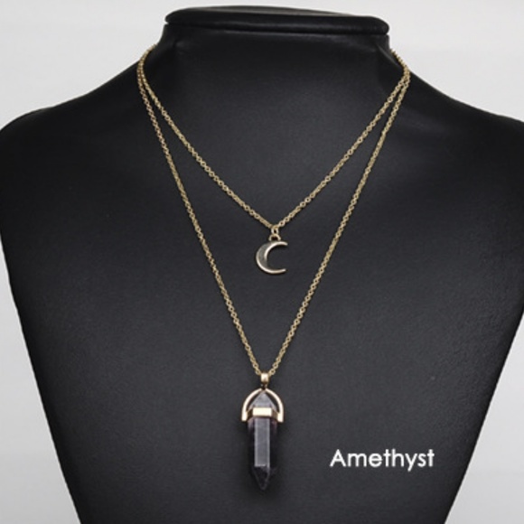 //CLEARANCE//Moon Crystal Layered Choker Necklace - Picture 8 of 8